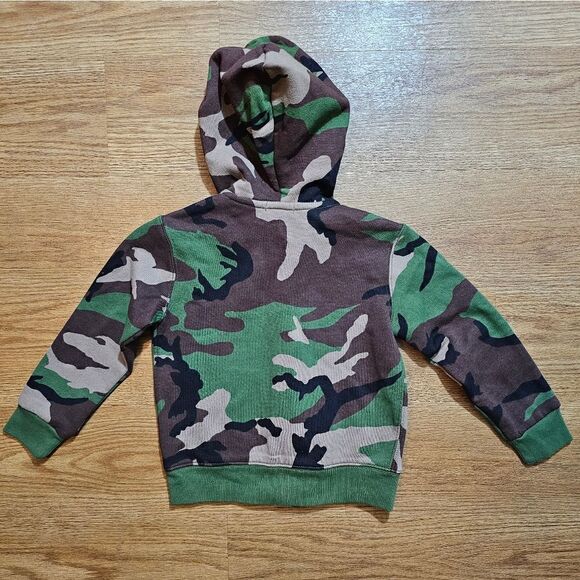 Polo Ralph Lauren Pony Logo Camo Jacket Full Zip Hoodie Girls Size 4 Green Black - Picture 3 of 9
